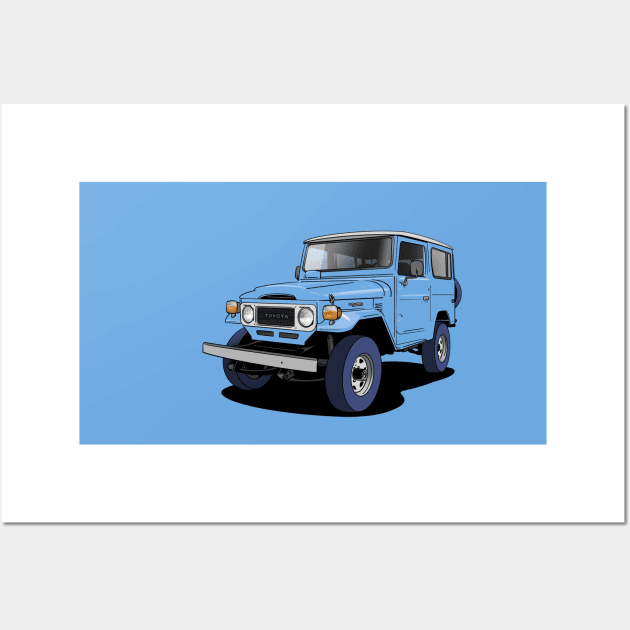 Toyota Land Cruiser FJ40 truck in blue Wall Art by Webazoot